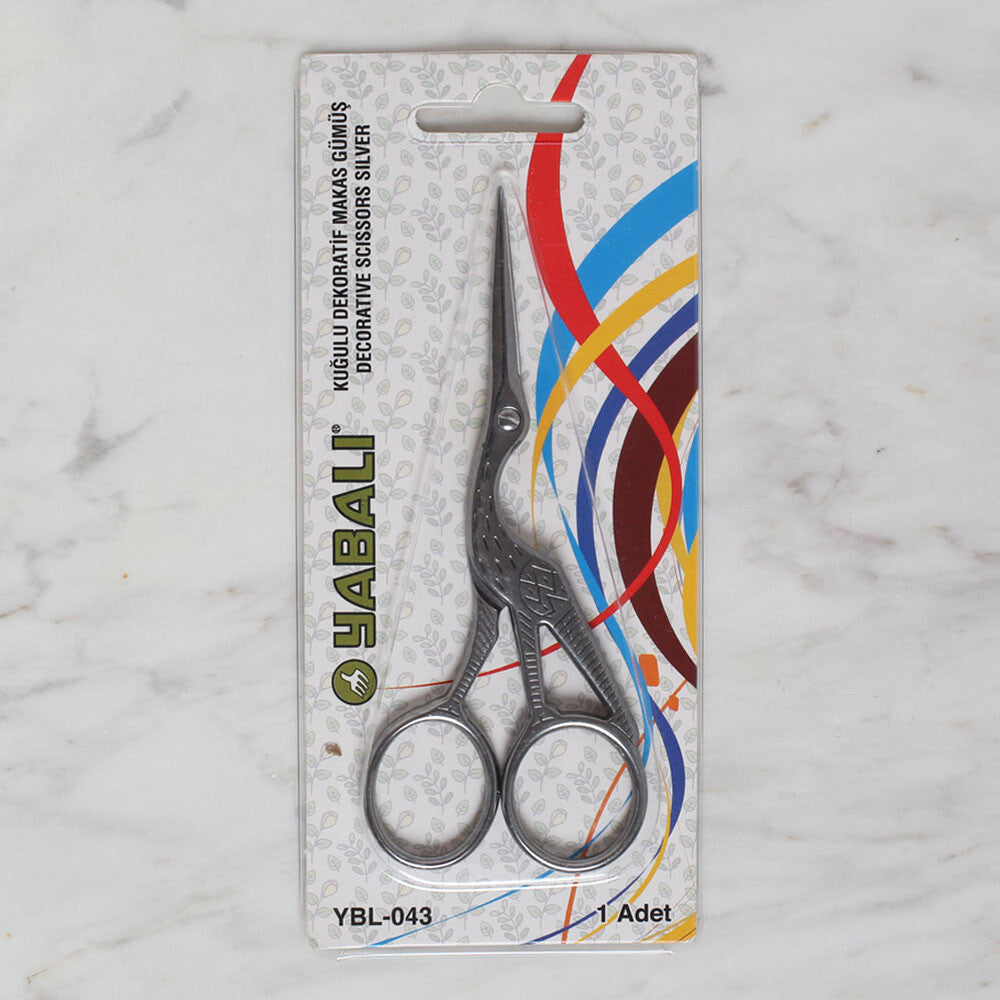 Yabalı Kuğulu Dekoratif Makas Gümüş -YBL-043